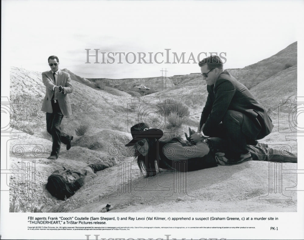 1992 Press Photo Sam Shepard, Val Kilmer, Graham Greene "Thunderheart" - Historic Images