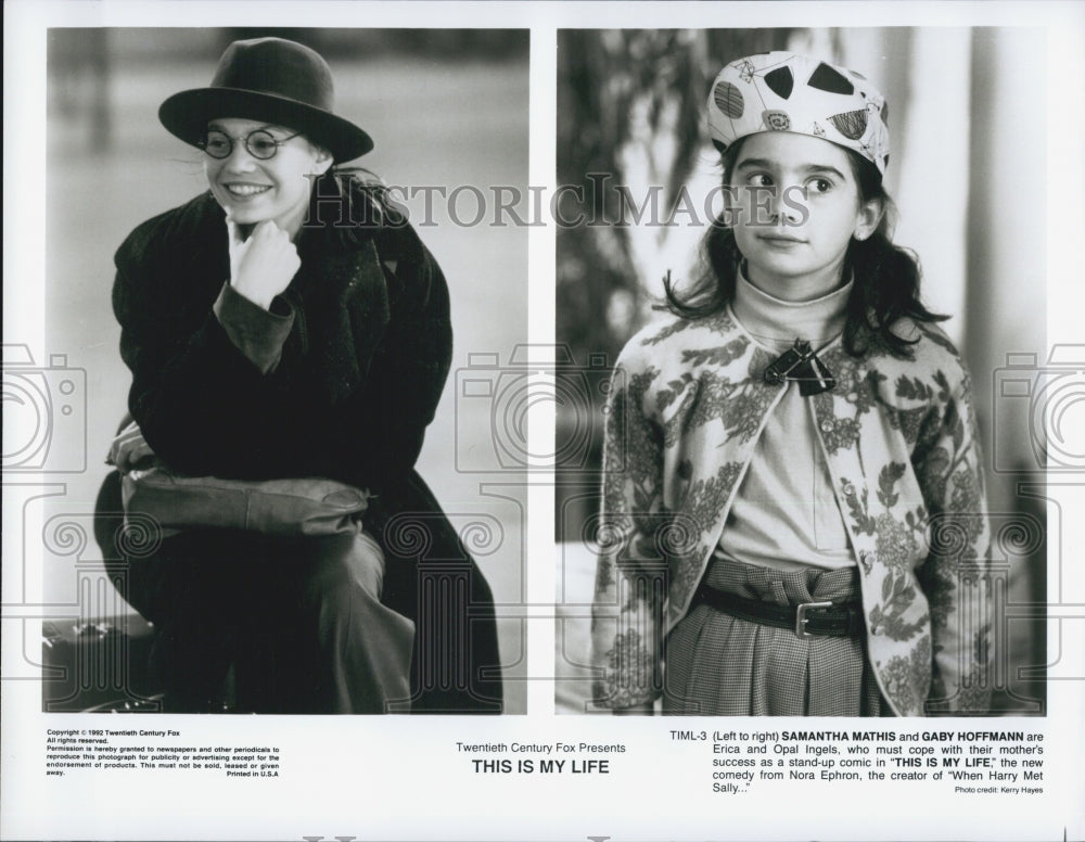 1992 Press Photo Samantha Mathis & Gaby Hoffman Stars In This Is My Life - Historic Images
