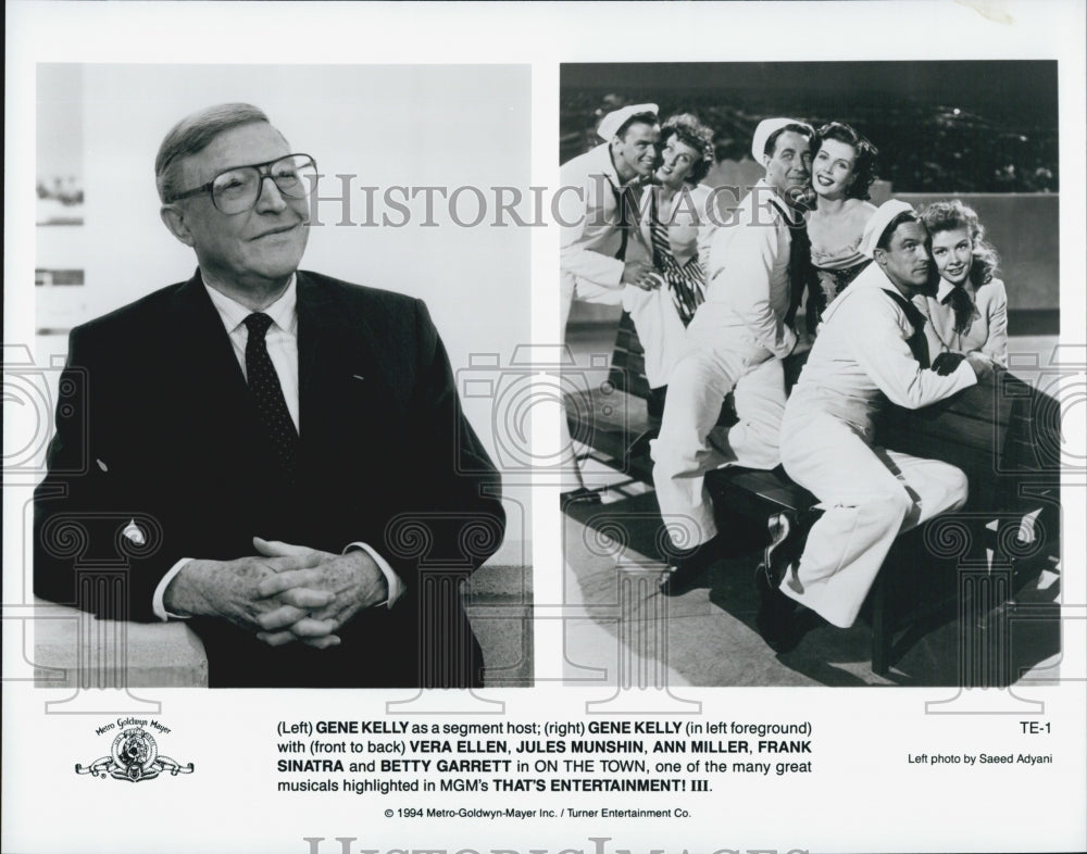 1994 Press Photo  "That's Entertainment III" Gene Kelly,Vera Ellen,Jules Munshin - Historic Images