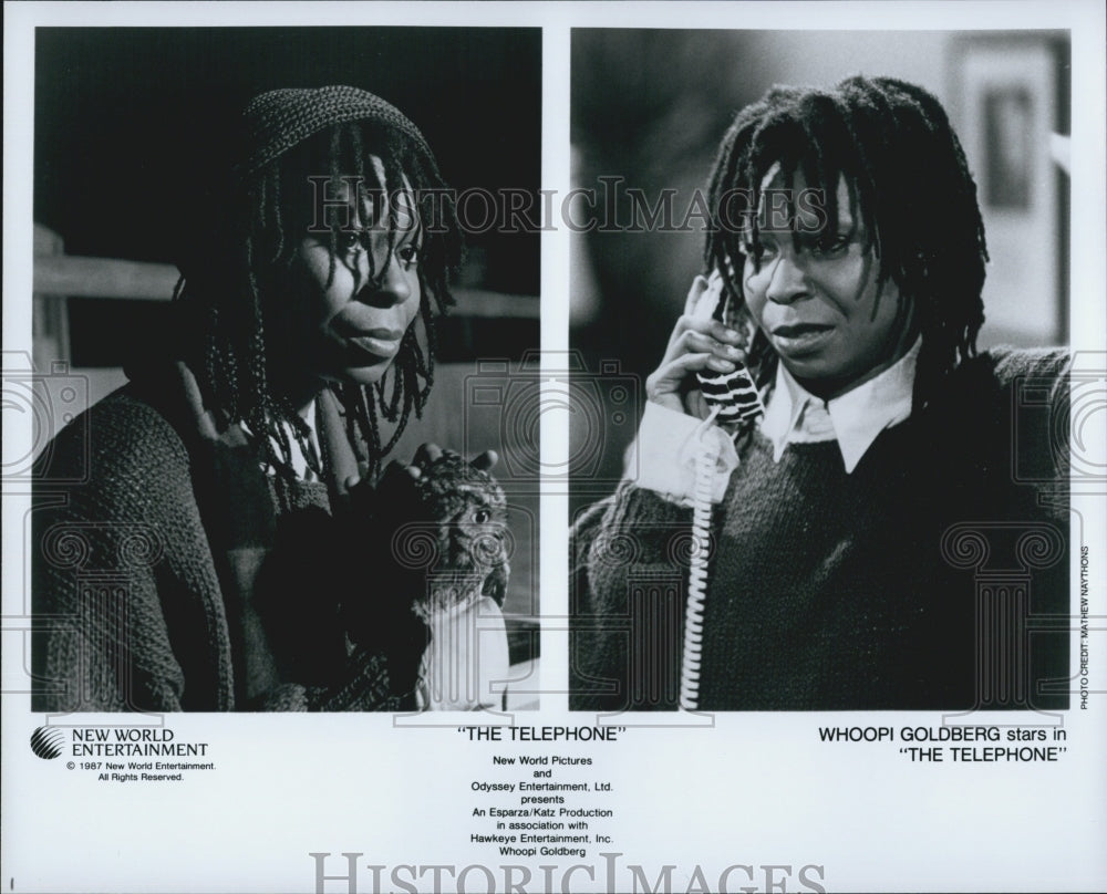 1987 Press Photo  &quot;The Telephone&quot; Whoopi Goldberg - Historic Images