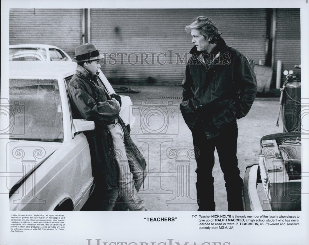 1984 Press Photo  &quot;Teachers&quot; starring Nick Nolte &amp; Ralph Macchio - Historic Images