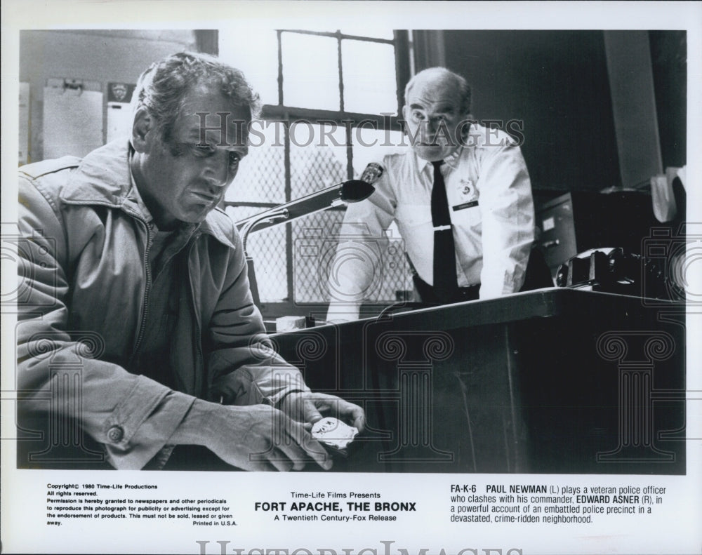 1980 Press Photo   &quot;Fort Apache,The Bronx&quot; Paul Newman, Ed  Asner - Historic Images