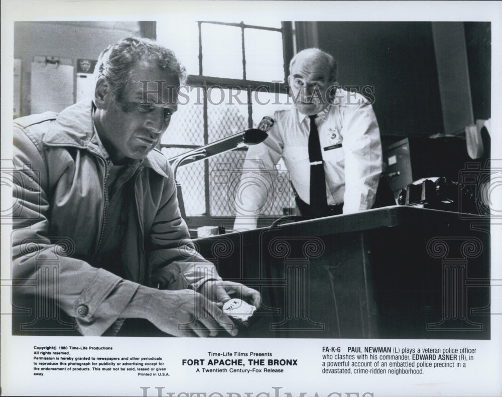 1980 Press Photo   "Fort Apache,The Bronx" Paul Newman, Ed  Asner - Historic Images