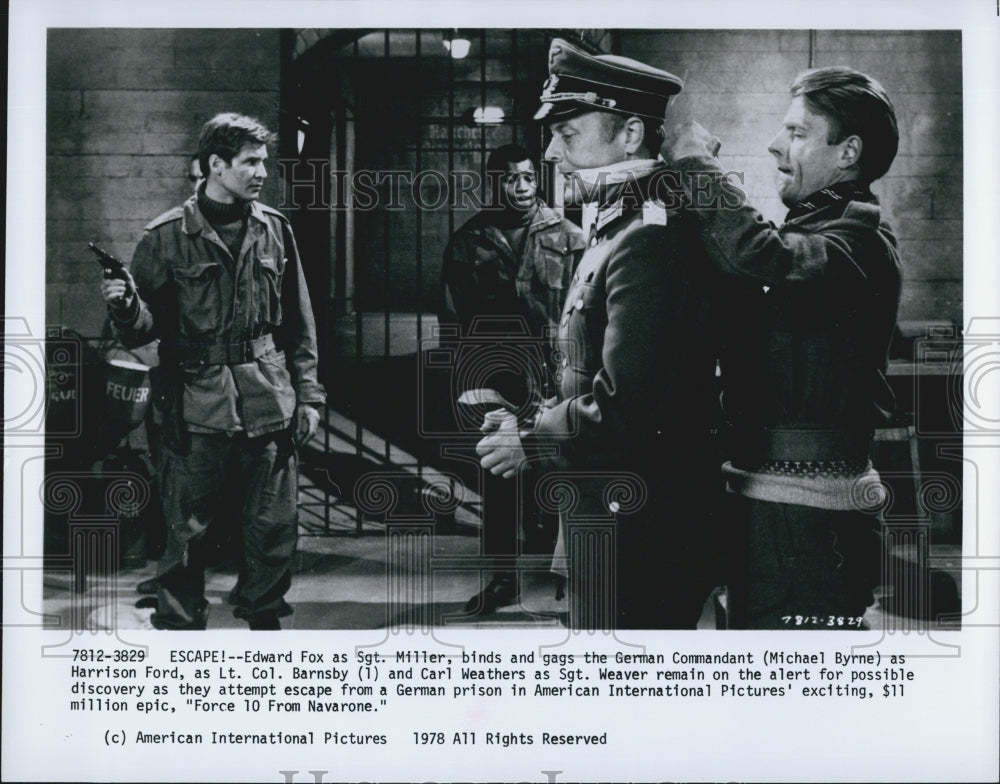1978 Press Photo Actors Edward Fox And  Michael Byrne In "Force 10 For Navarone" - Historic Images