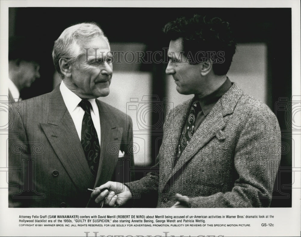 1991 Press Photo Sam Wanamaker And Robert De Niro In Film &quot;Guilty By Suspicion&quot; - Historic Images