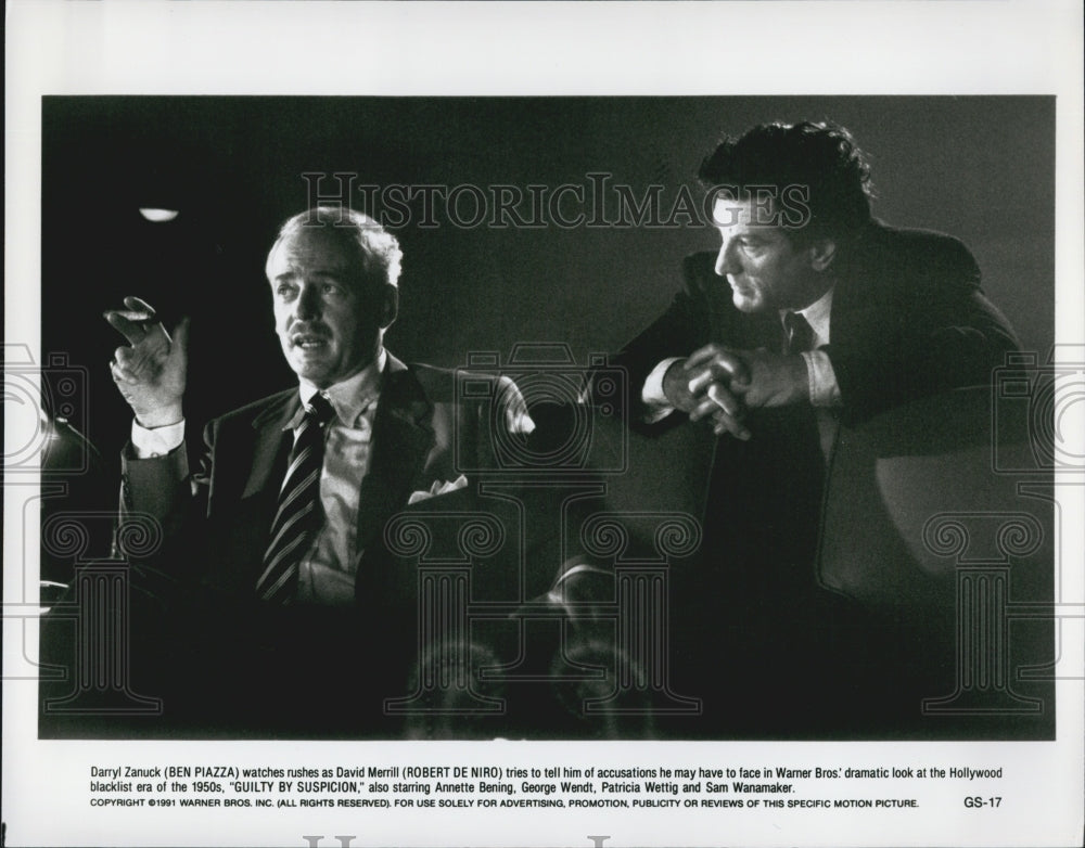 1991 Press Photo Actors Ben Piazza And Robert De Nior In "Guilty By Suspicion" - Historic Images