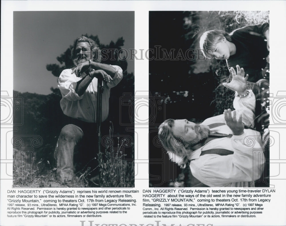 1997 Press Photo &quot;Grizzly Mountain&quot; Dan Haggerty &amp; Dylan Haggerty - Historic Images