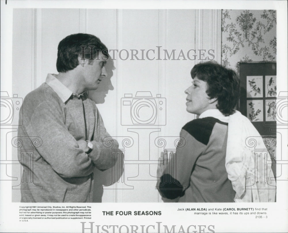 1981 Press Photo Alan Alda & Carol Burnett in "The Four Seasons" - Historic Images