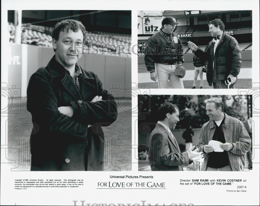 1999 Press Photo &quot;For Love of the Game&quot; Kevin Costner,Director Sam Raimi - Historic Images