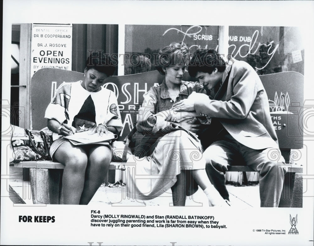 1988 Press Photo &quot;For Keeps&quot; Molly Ringwald &amp; Randall Batinkoff,Sharon Brown - Historic Images