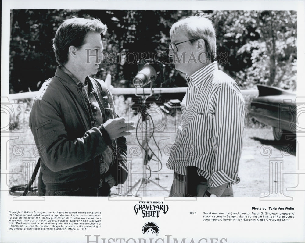 1990 Press Photo David Andrews in "Stephen Kin's Graveyard Shift" - Historic Images