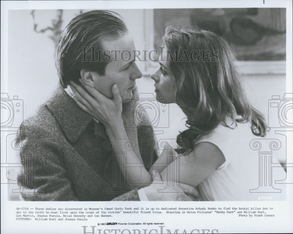 1983 Press Photo Actor William Hurt, Joanna Pacula in "Gorky Park" Film - Historic Images
