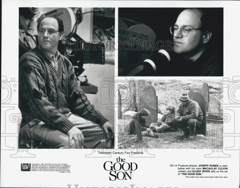 1993 Press Photo  &quot;The Good Son&quot; MaCaulay Culkin,Elijah Wood &amp; Dir, J Reuben - Historic Images