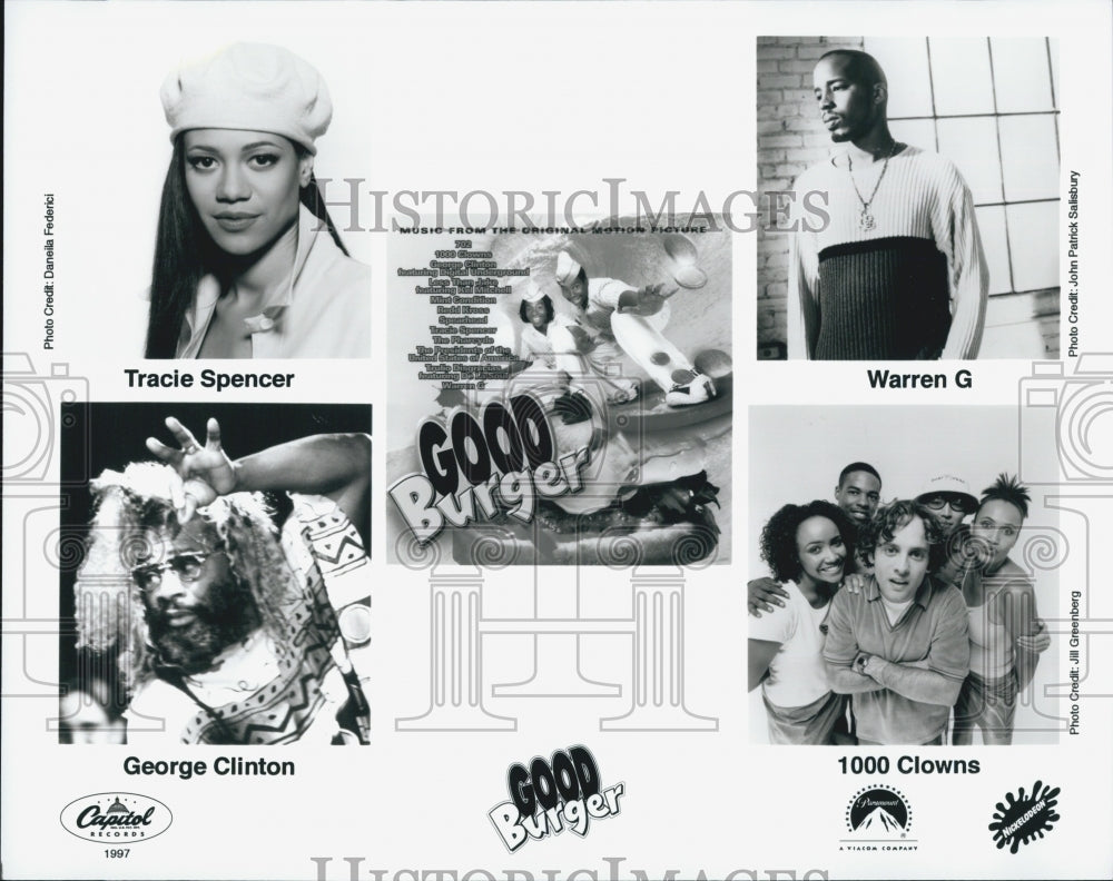 1997 Press Photo &quot;Good Burger&quot; Tracy Spenser,Warren G,G Clinton,1000 Clowns - Historic Images