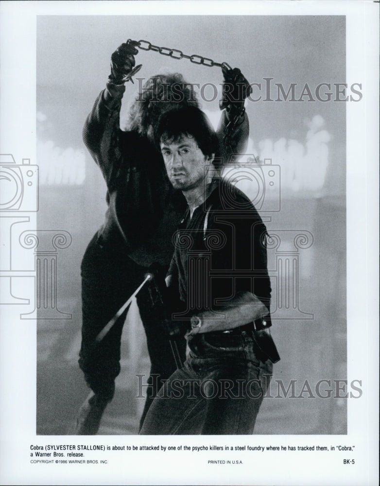 1986 Press Photo Sylvester Stallone in &quot;Cobra&quot; - Historic Images