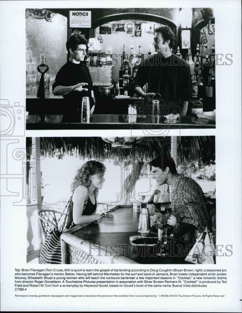 1988 Press Photo Tom Cruise & Bryan Brown in Scenes From "Cocktail" - Historic Images
