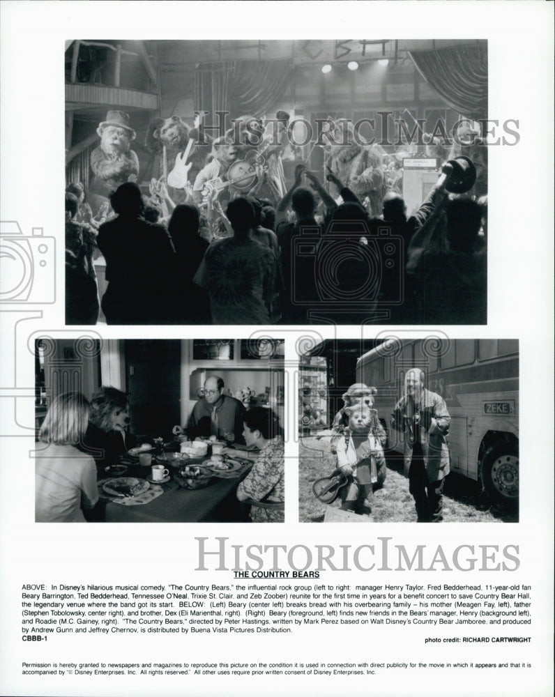 2002 Press Photo Meagen Fay, S. Tobolowsky, E. Marienthal "The Country Bears" - Historic Images