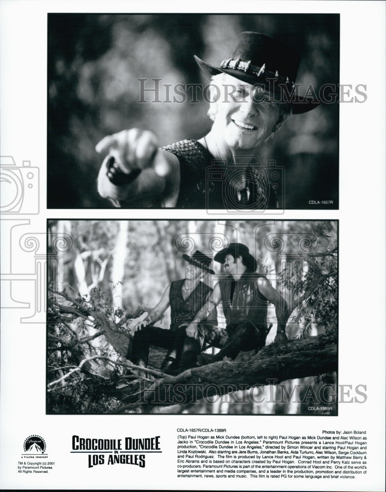 2001 Press Photo Paul Hogan and Alec Wilson in &quot;Crocodile Dundee in Los Angeles&quot; - Historic Images