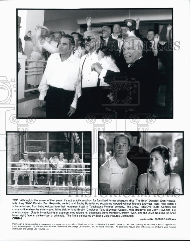 2000 Press Photo Burt Reynolds, Richard Dreyfuss, Dan Hedaya "The Crew" - Historic Images