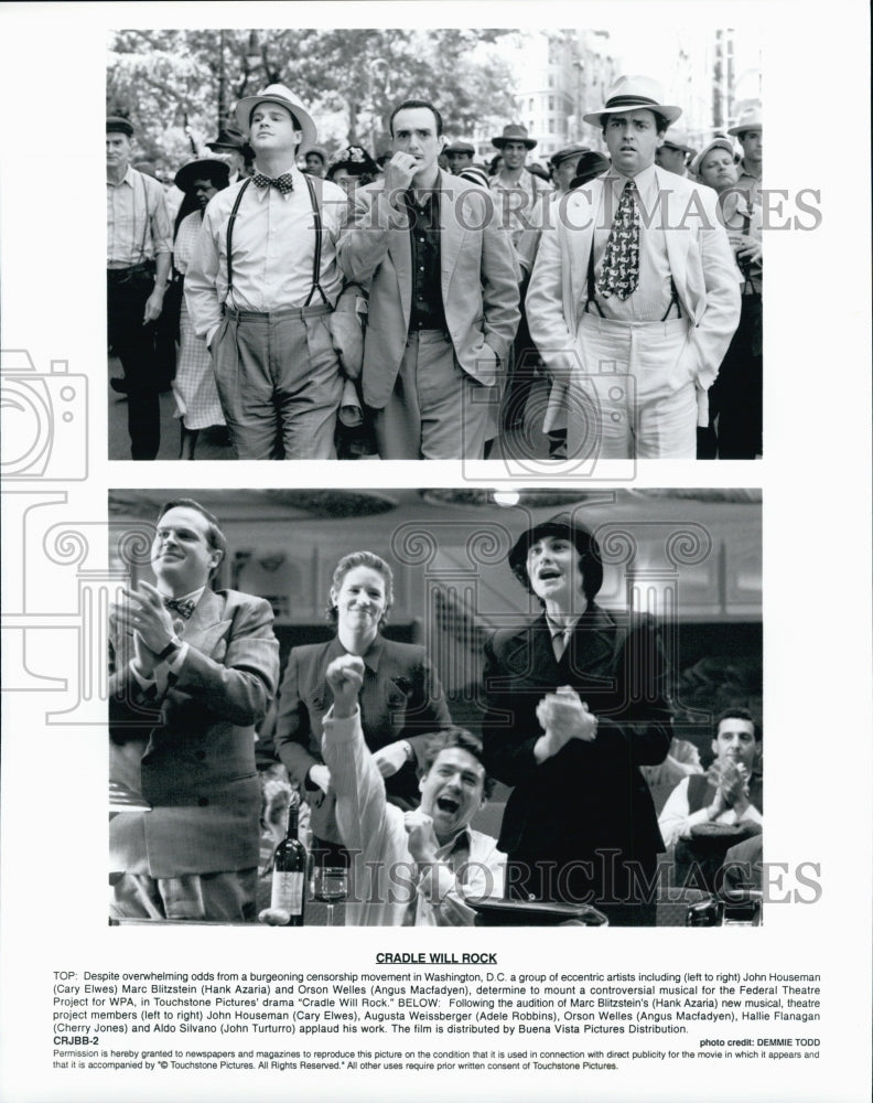 1999 Press Photo Cary Elwes, Adele Robbins, Hank Azaria &quot;Cradle Will Rock&quot; - Historic Images