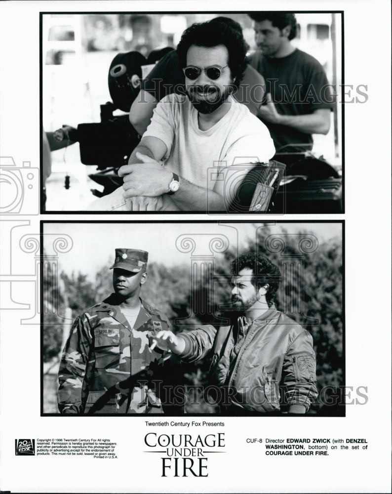 1996 Press Photo Edward Zwick, Denzel Washington &quot;Courage Under Fire&quot; - Historic Images