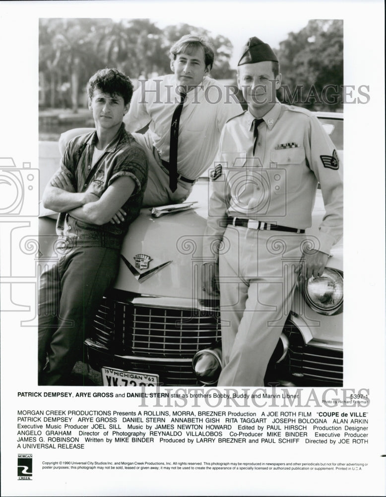 1990 Press Photo Patrick Dempsey, Arye Gross, Daniel Stern &quot;Coupe de Ville&quot; - Historic Images