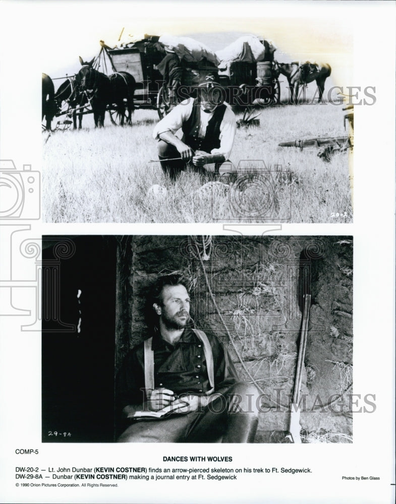 1990 Press Photo Kevin Costner "Dances With Wolves" - Historic Images