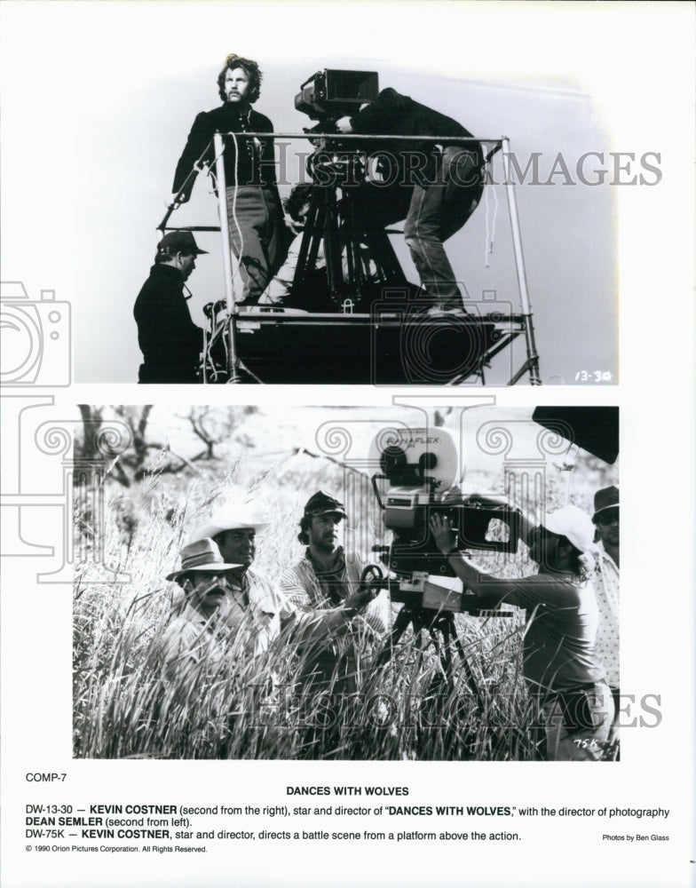 1990 Press Photo Director And Star Kevin Costner On Set "Dances With Wolves" - Historic Images