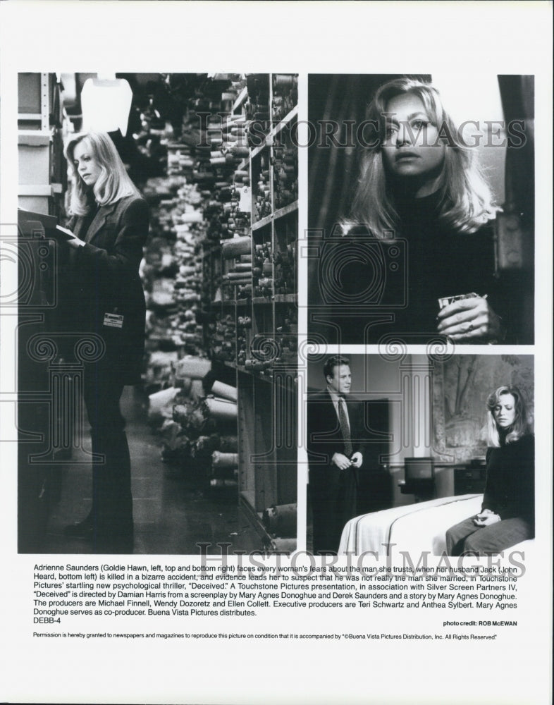 1991 Press Photo Actors Goldie Hawn And John Heard In Thriller Film &quot;Deceived&quot; - Historic Images