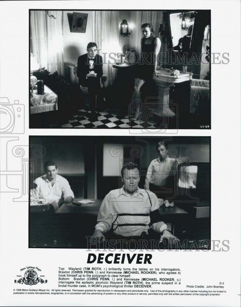 1998 Press Photo Tim Roth Chris Penn Michael Rooker Star In Deceiver - Historic Images