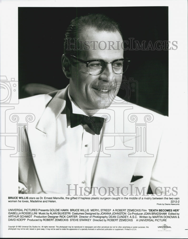 1992 Press Photo Bruce Willis Stars In Death Becomes Her - Historic Images