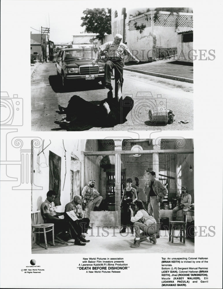 1987 Press Photo Brian Keith And Joey Gian Star In Film "Death Before Dishonor" - Historic Images