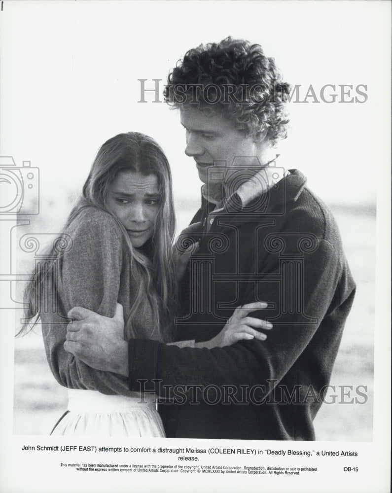1981 Press Photo Actors Jeff East And Coleen Riley Star In "Deadly Blessing" - Historic Images