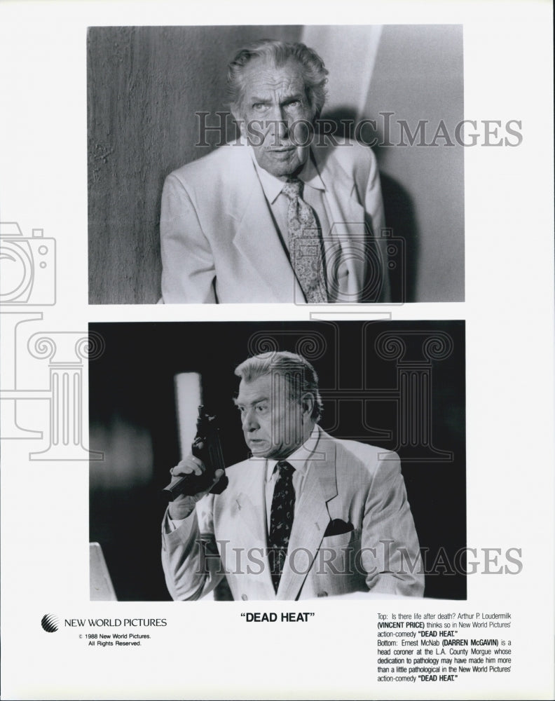 1988 Press Photo Vincent Price and Darren McGavin in &quot;Dead Heat&quot; - Historic Images