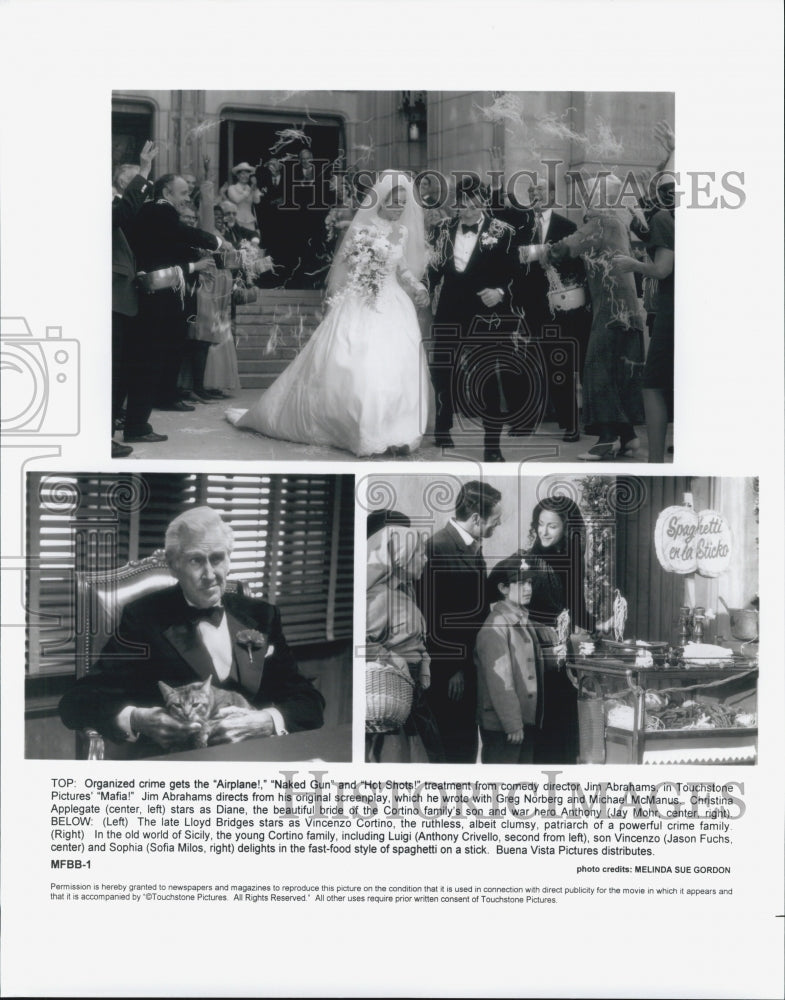 Press Photo Christina Applegate Jay Mohr and Lloyd Bridges in "Mafia!" - Historic Images