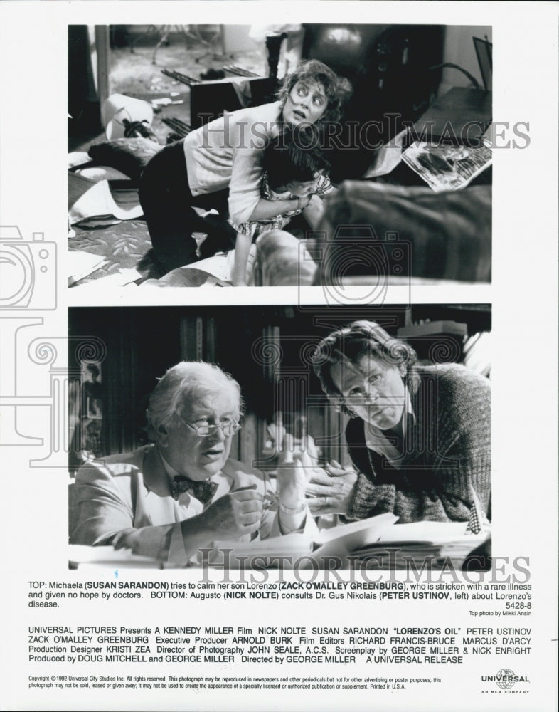 1992 Press Photo Actors Susan Sarandon And Nick Nolte In Film "Lorenzo's Oil" - Historic Images