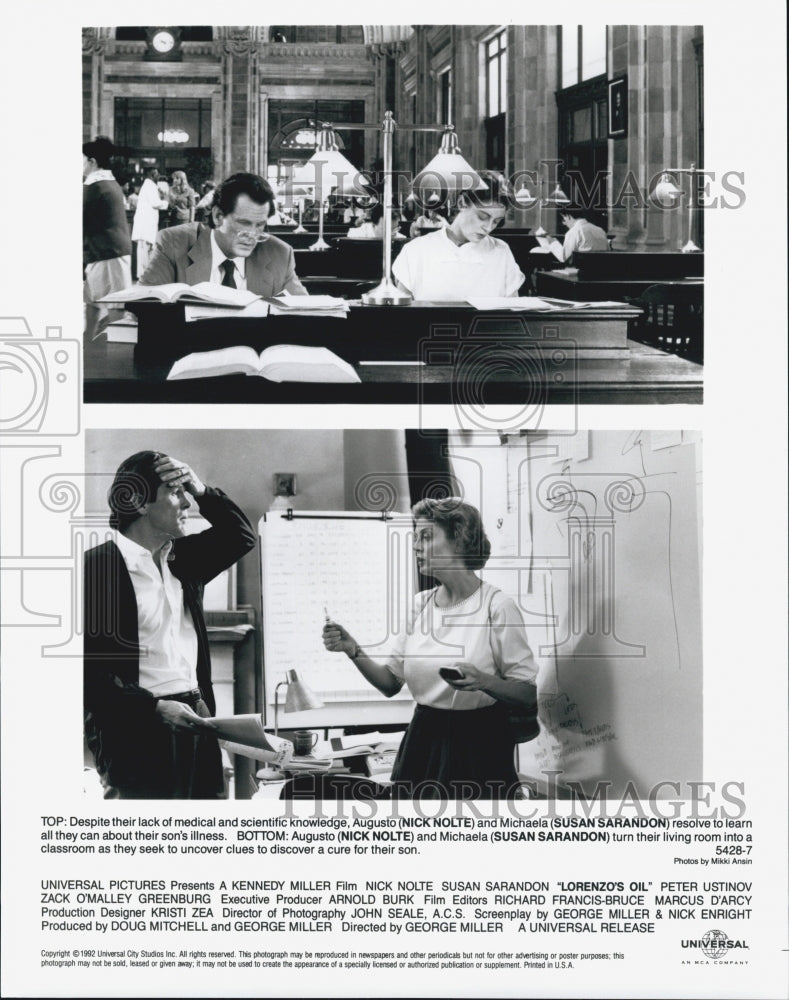 1992 Press Photo "Lorenzo's Oil" Susan Sarandon Nick Nolte Actor - Historic Images