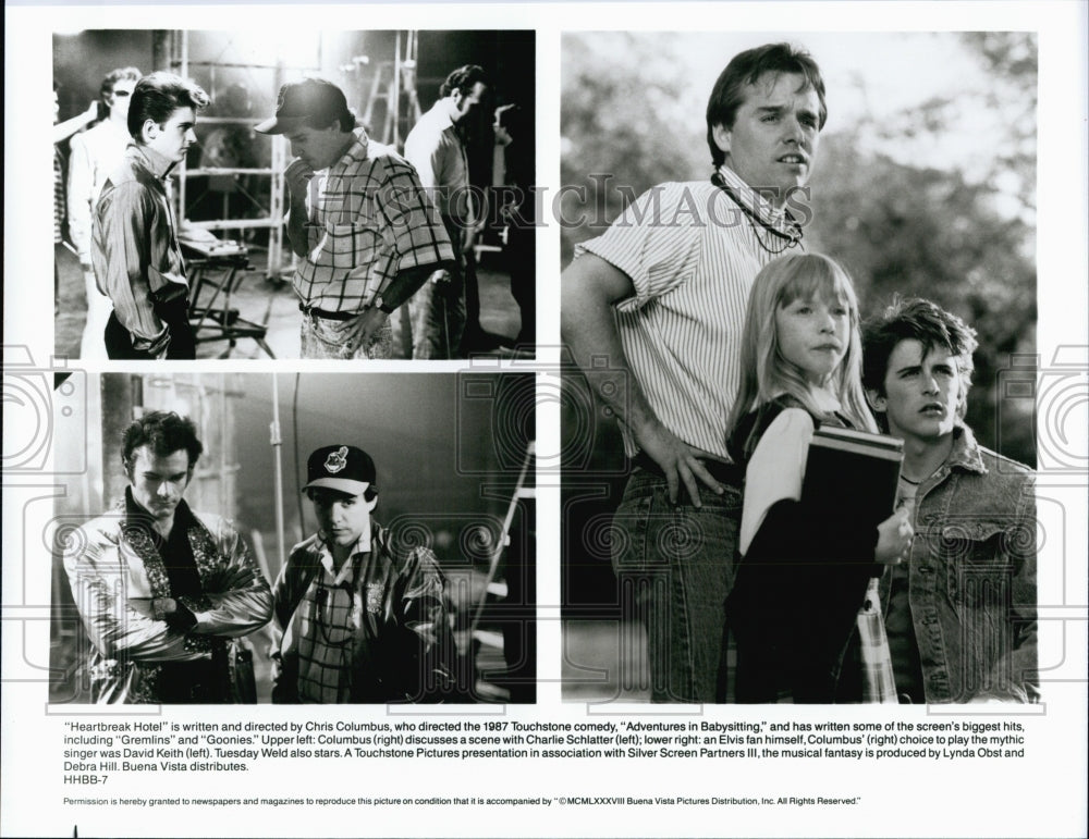 1988 Press Photo Charlie Schlatter David Keith in "Heartbreak Hotel" - Historic Images