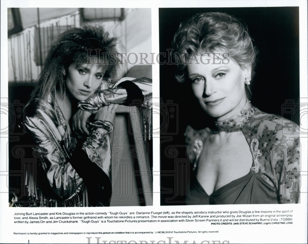 1986 Press Photo Actress Darlanne Fluegel, Alexis Smith in &quot;Tough Guys&quot; Film - Historic Images