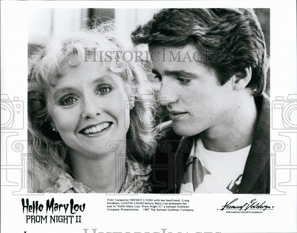 1987 Press Photo Wendy Lyon and Justin Louis in Hello Mary Lou: Prom Night 2 - Historic Images