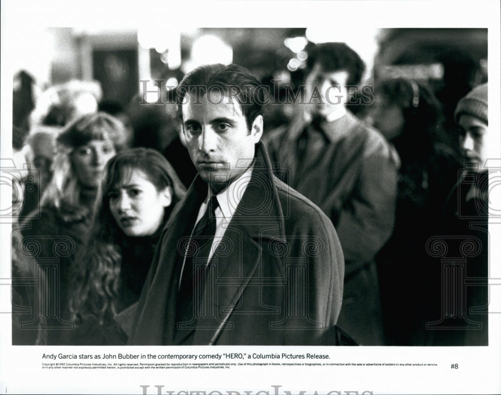 1992 Press Photo Actor Andy Garcia in &quot;Hero&quot; Film - Historic Images