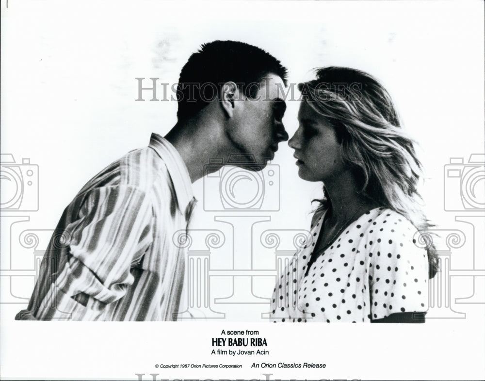 1987 Press Photo Actor Nebojsa Bakocevic, Gala Videnovic in "Hey Babu Riba" Film - Historic Images