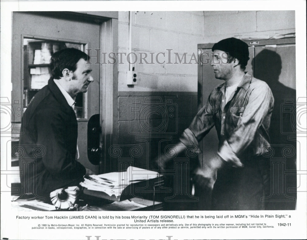 1980 Press Photo James Caan & Tom Signorelli in Hide In Plain Sight - Historic Images