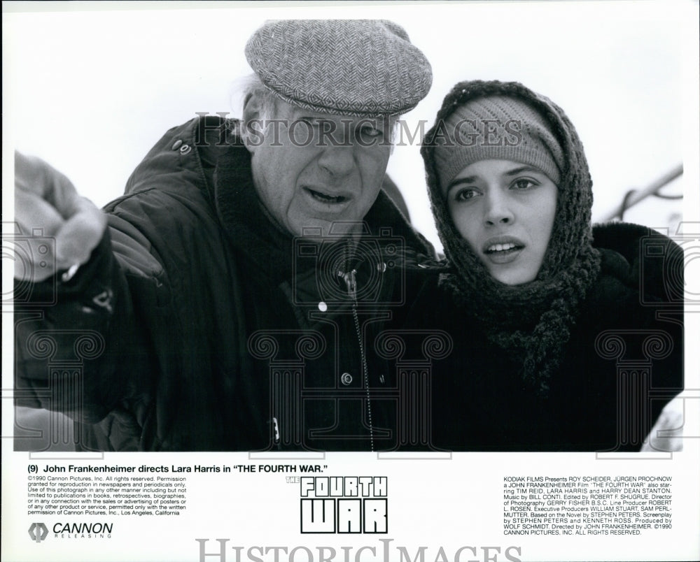 1990 Press Photo Director John Frankenheimer Actress Lara Harris The Fourth War - Historic Images