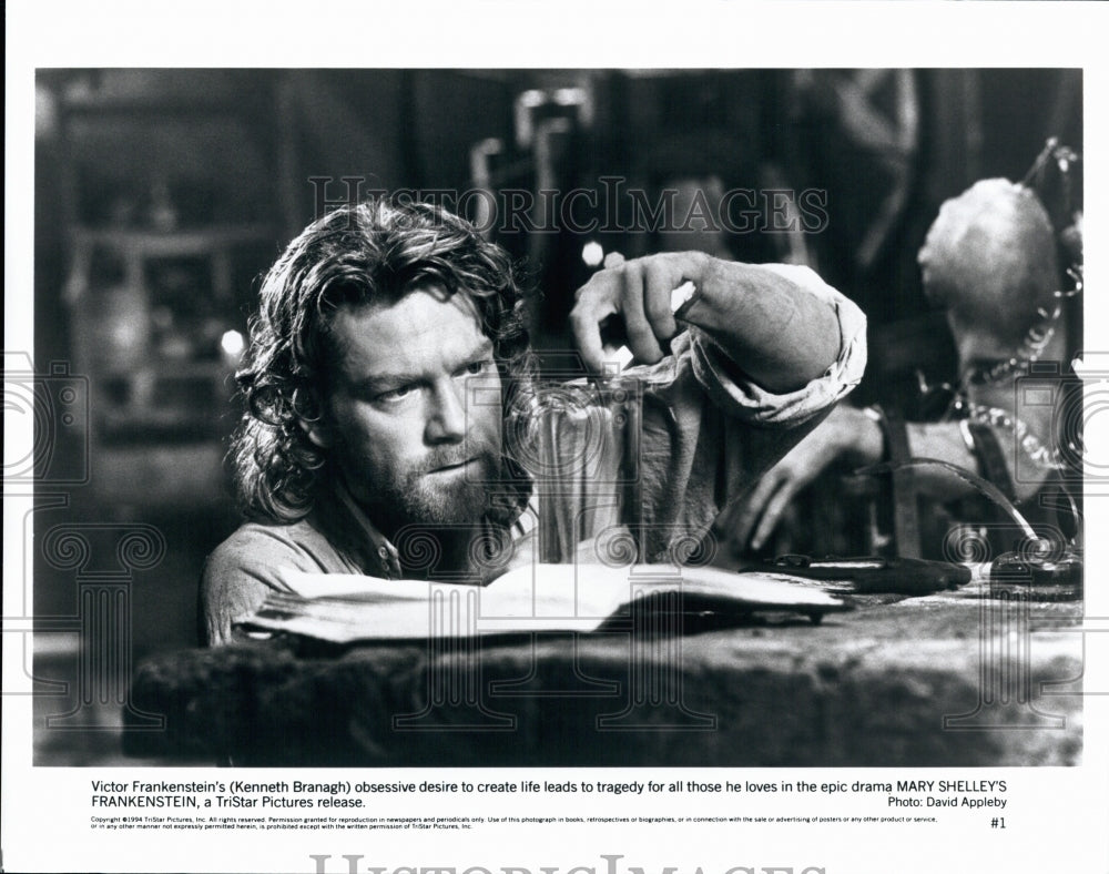 1994 Press Photo Actor Kenneth Branagh in Epic Drama Mary Shelley's Frankenstein - Historic Images