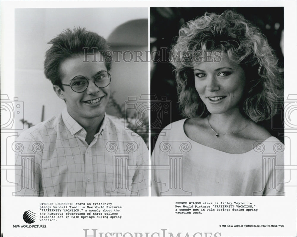 1985 Press Photo Fraternity Vacation Actor Stephen Geoffreys Actress - DFPG57975 - Historic Images