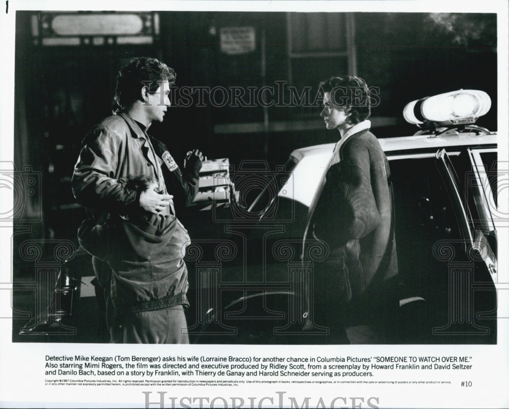 1987 Press Photo Tom Berenger And Lorraine Bracco In "Someone To Watch Over Me" - Historic Images