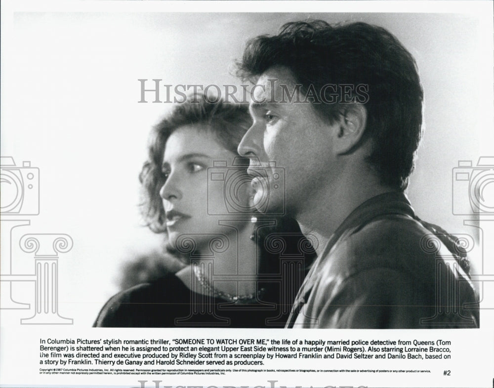 1987 Press Photo Tom Berenger And Mimi Rogers In "Someone To Watch Over Me" - Historic Images