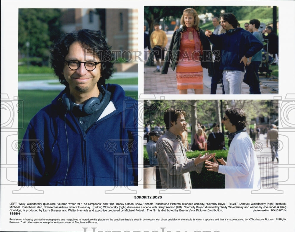 2002 Press Photo Director Wally Wolodarsky And Barry Watson In "Sorority Boys" - Historic Images