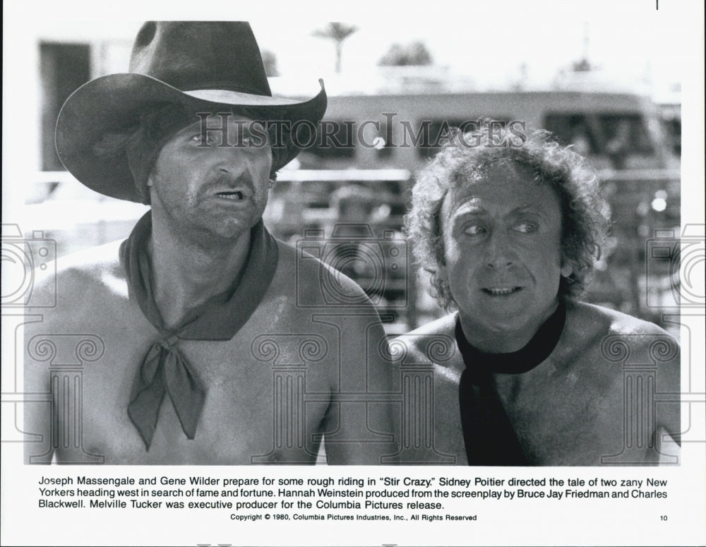1980 Press Photo Joseph Massengale and Gene Wilder in a scene from Stir Crazy - Historic Images